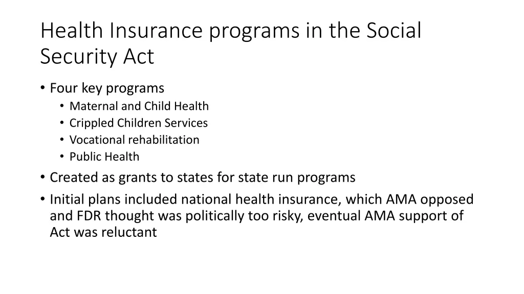 health insurance programs in the social security