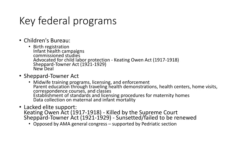 key federal programs