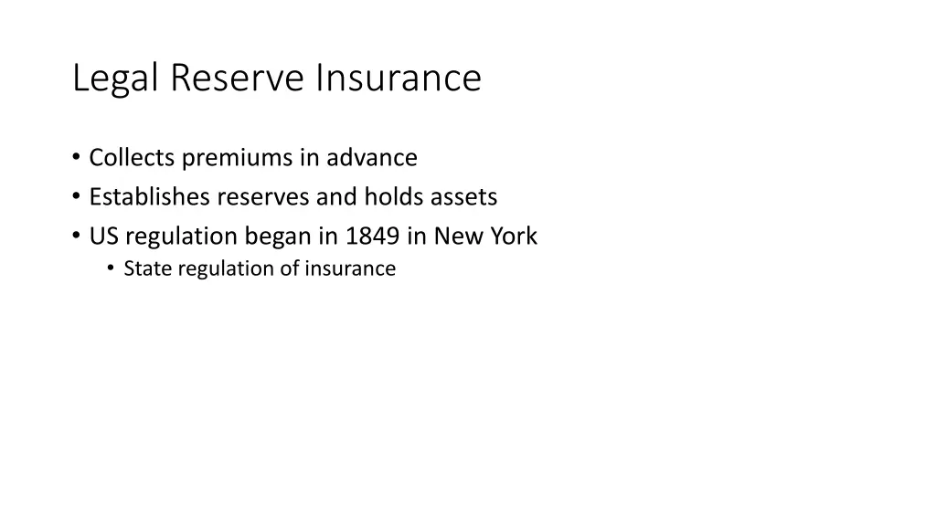 legal reserve insurance