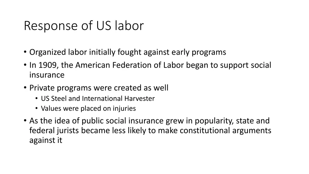 response of us labor