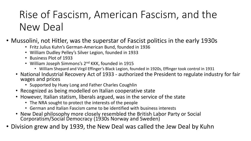 rise of fascism american fascism and the new deal