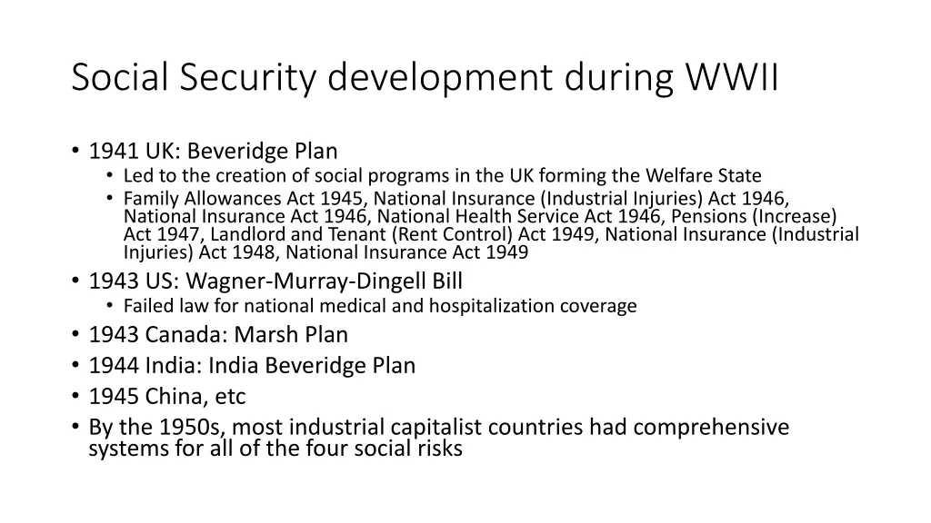 social security development during wwii