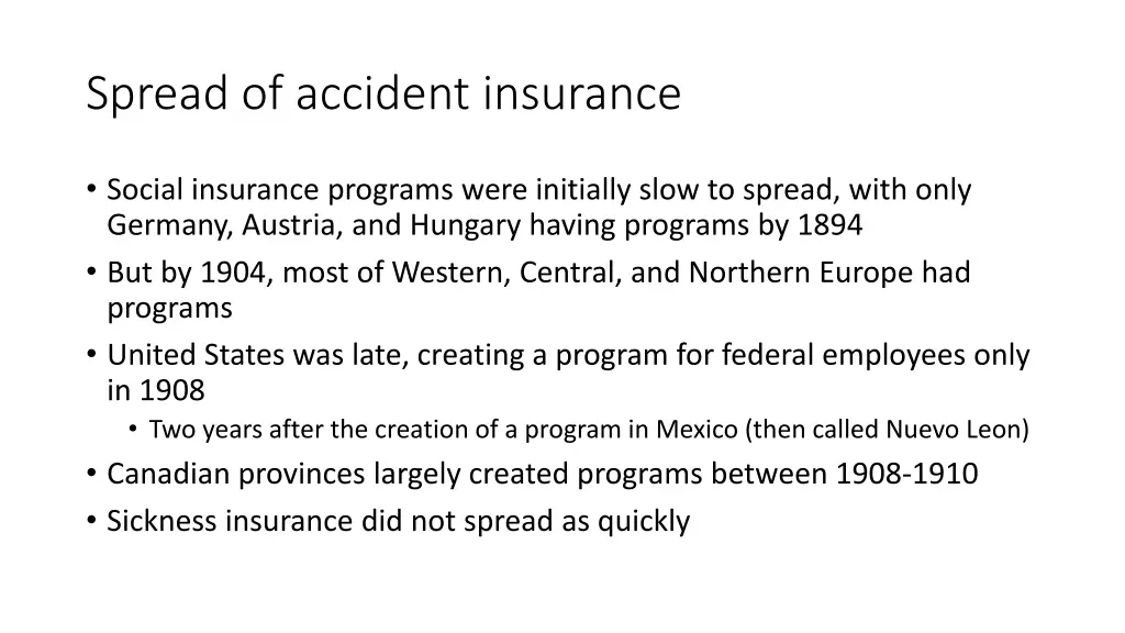 spread of accident insurance