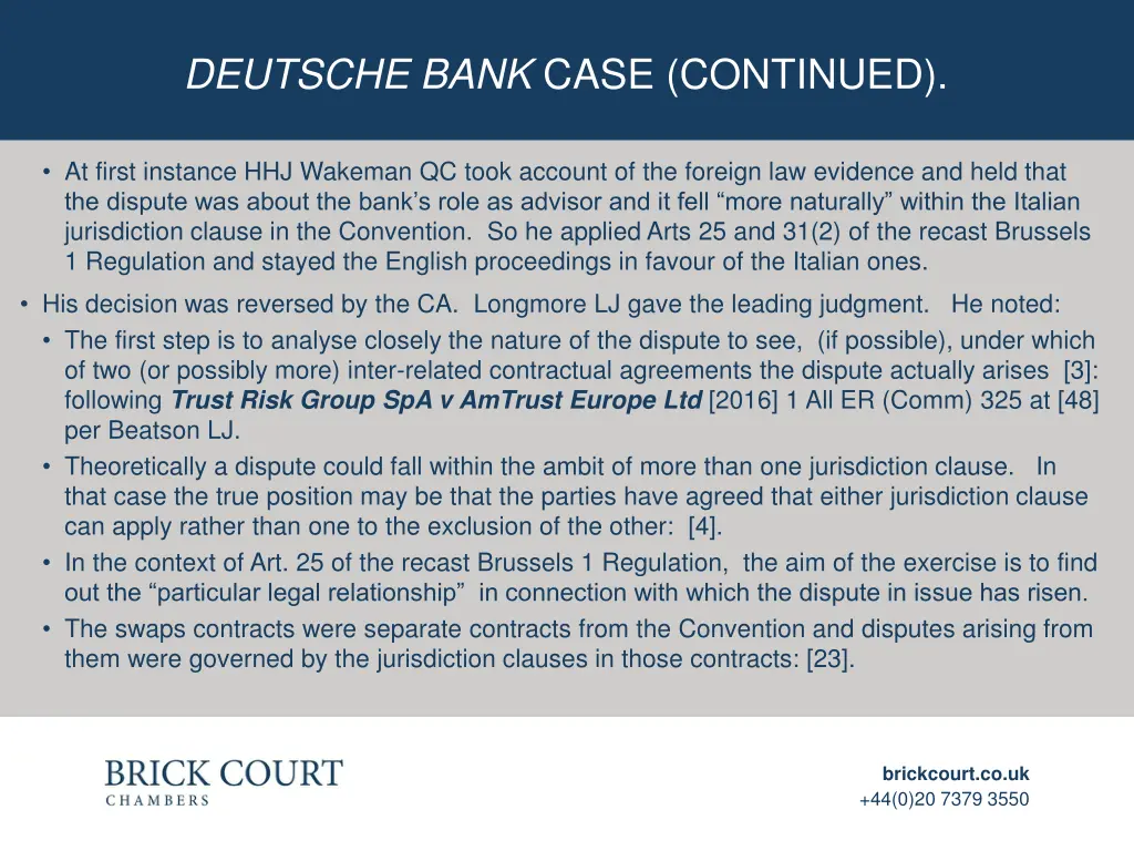 deutsche bank case continued