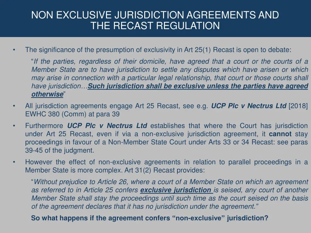 non exclusive jurisdiction agreements