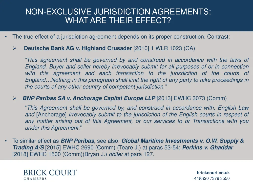 non exclusive jurisdiction agreements what 1