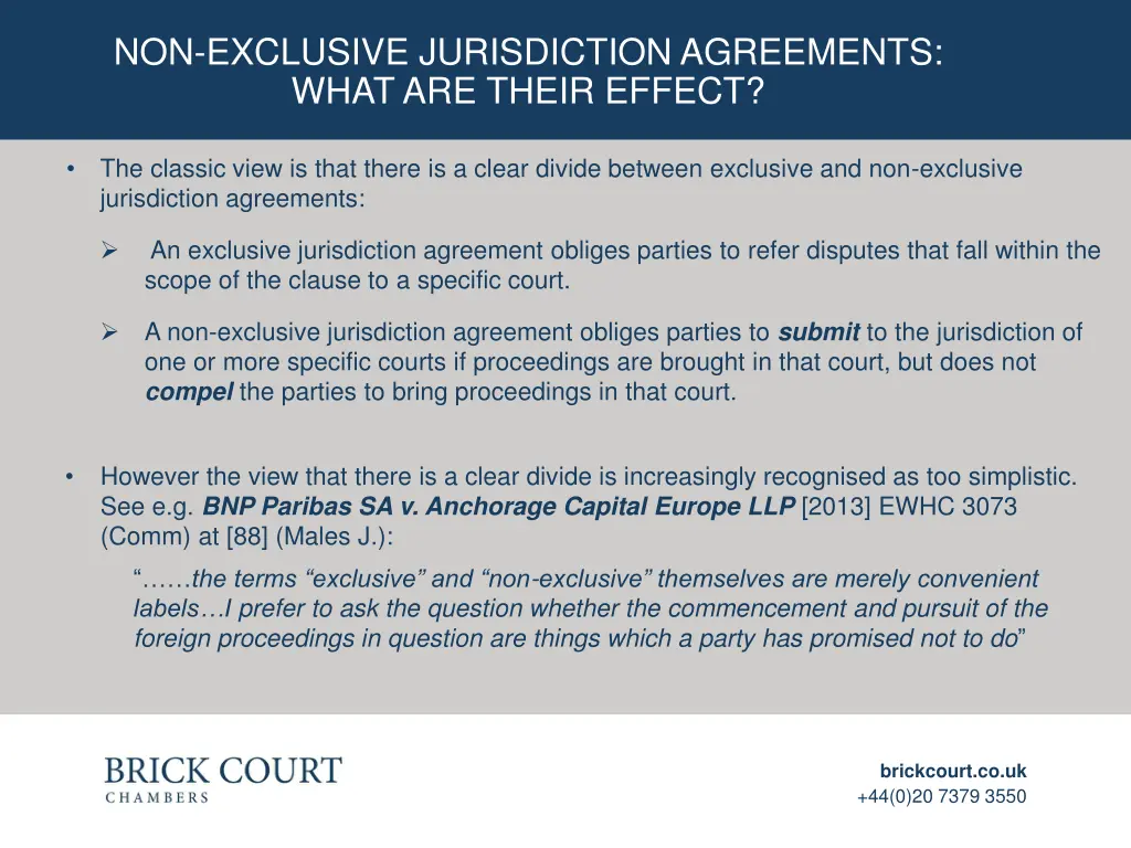 non exclusive jurisdiction agreements what