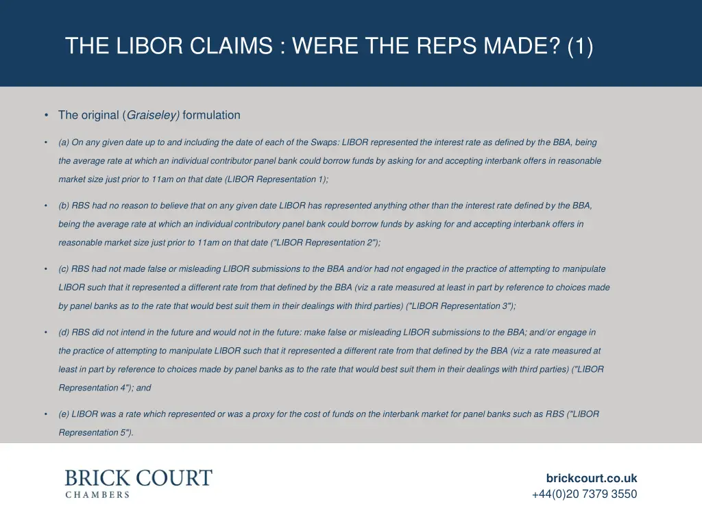 the libor claims were the reps made 1