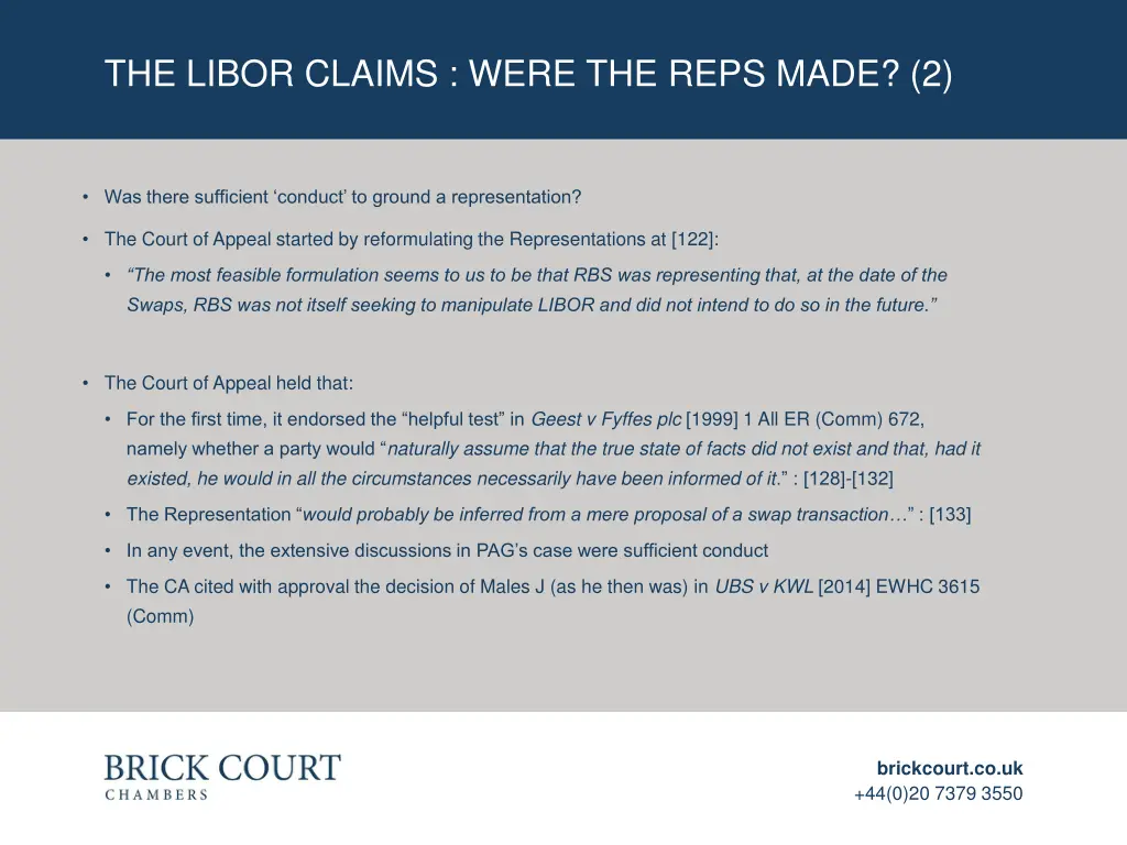 the libor claims were the reps made 2