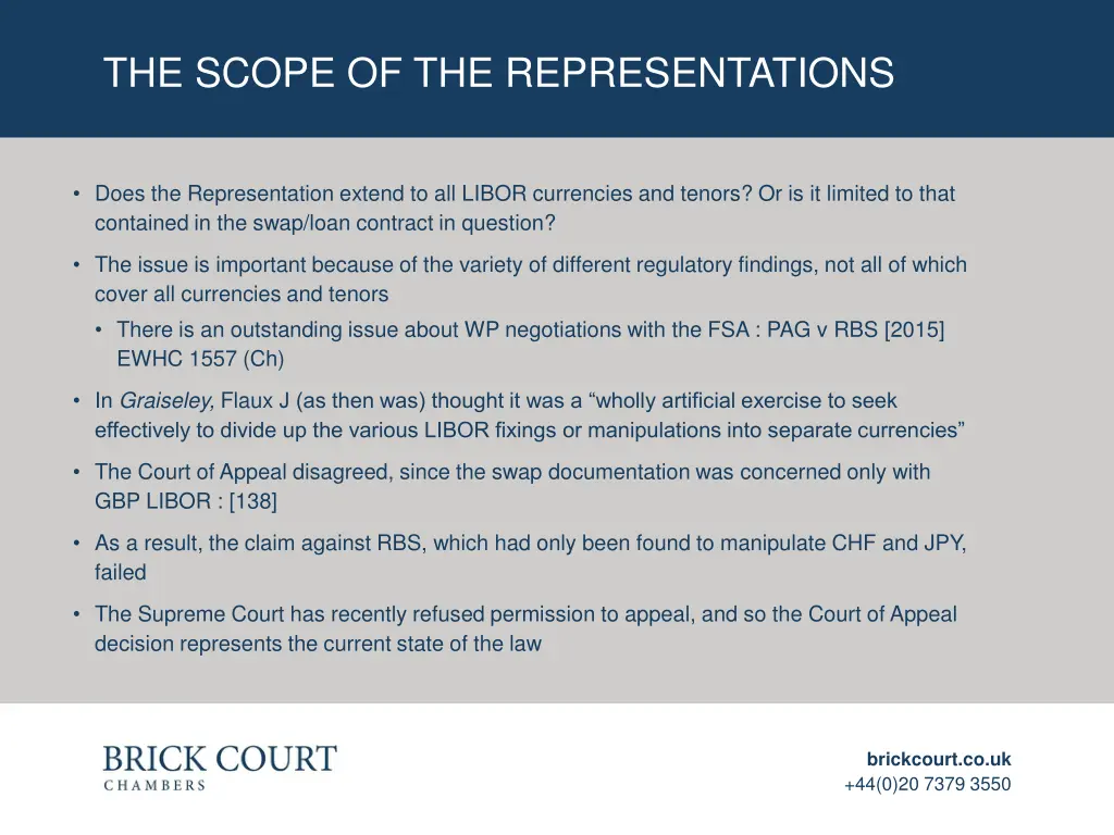 the scope of the representations