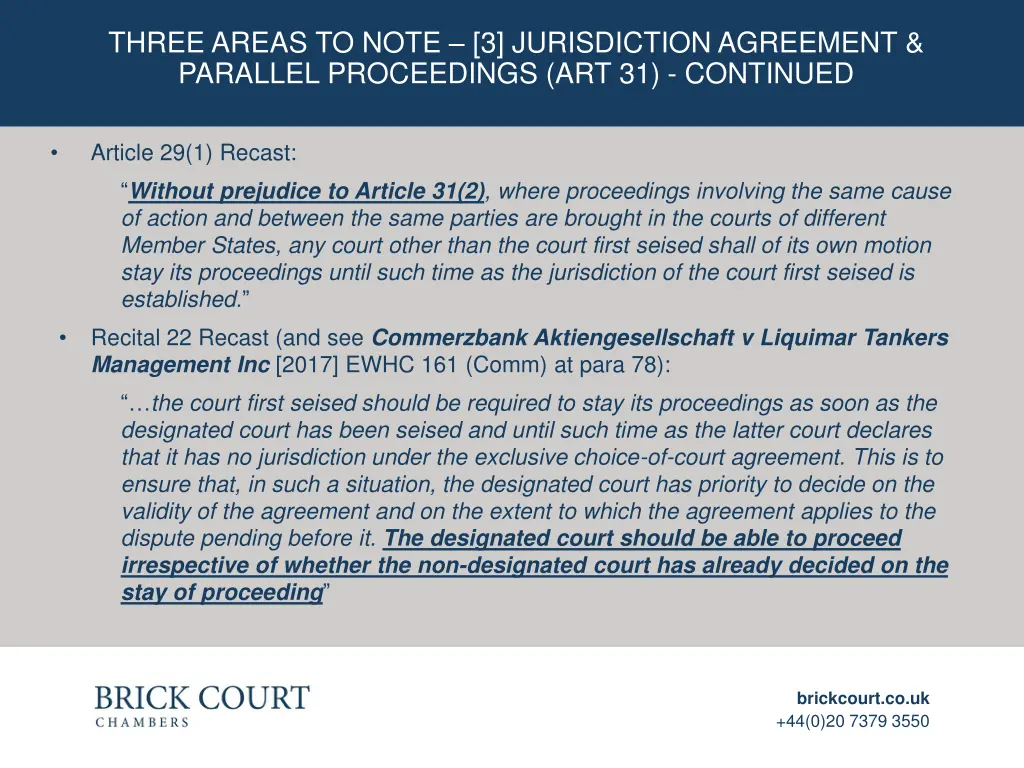 three areas to note 3 jurisdiction agreement 1