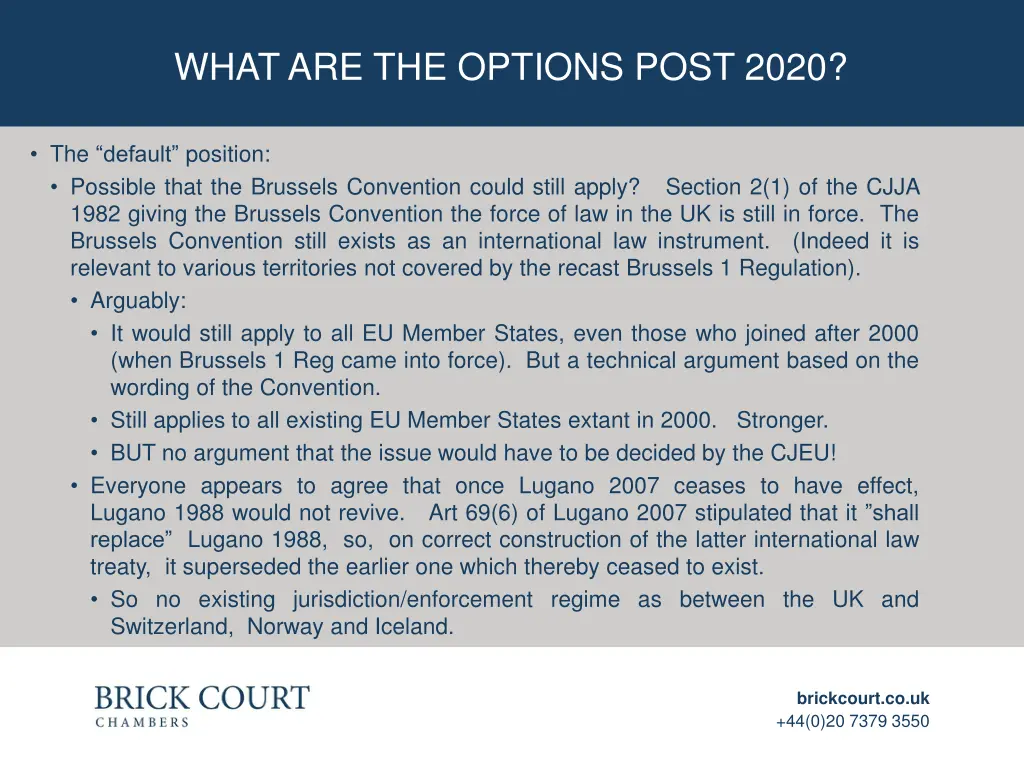 what are the options post 2020