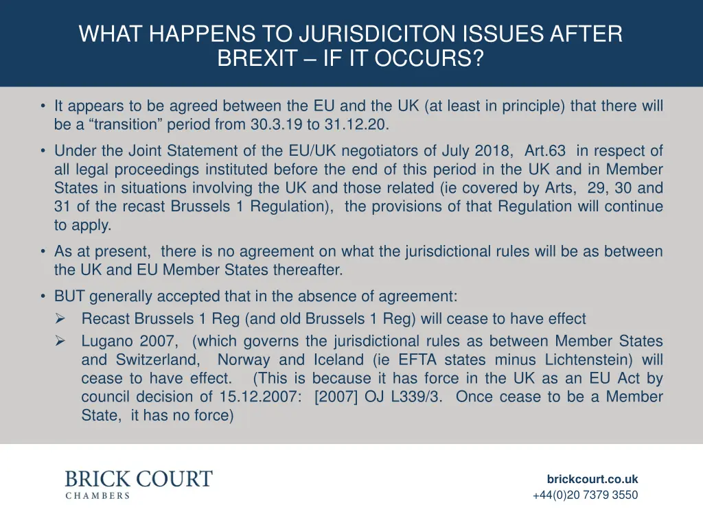 what happens to jurisdiciton issues after brexit