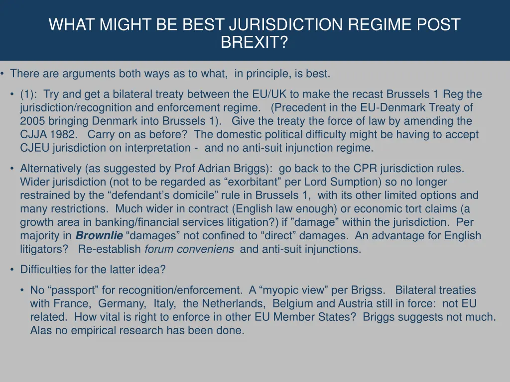 what might be best jurisdiction regime post brexit