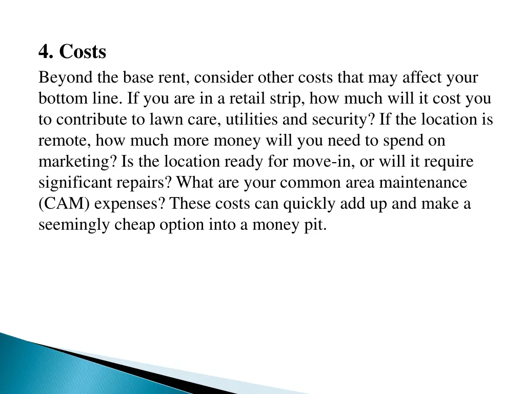 4 costs beyond the base rent consider other costs