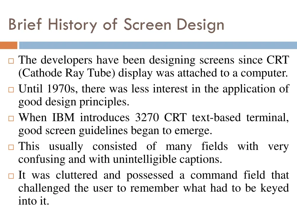 brief history of screen design