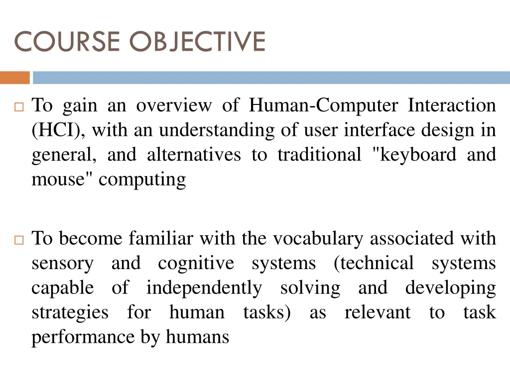 course objective