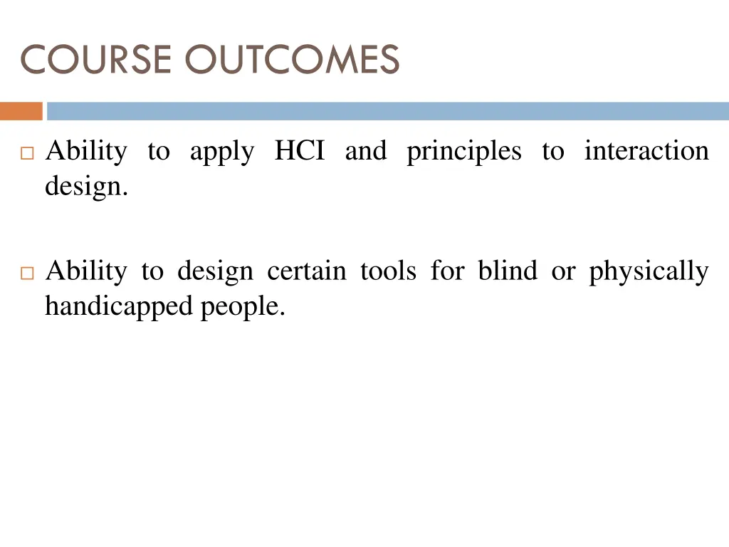 course outcomes