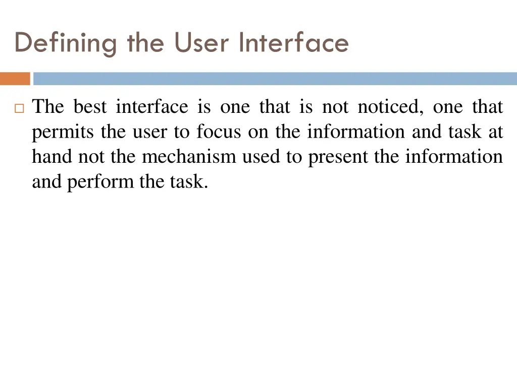 defining the user interface 2