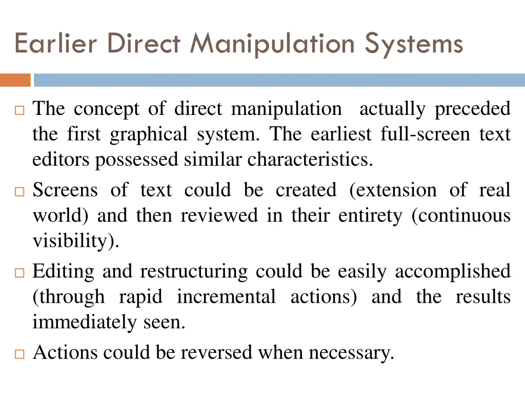 earlier direct manipulation systems