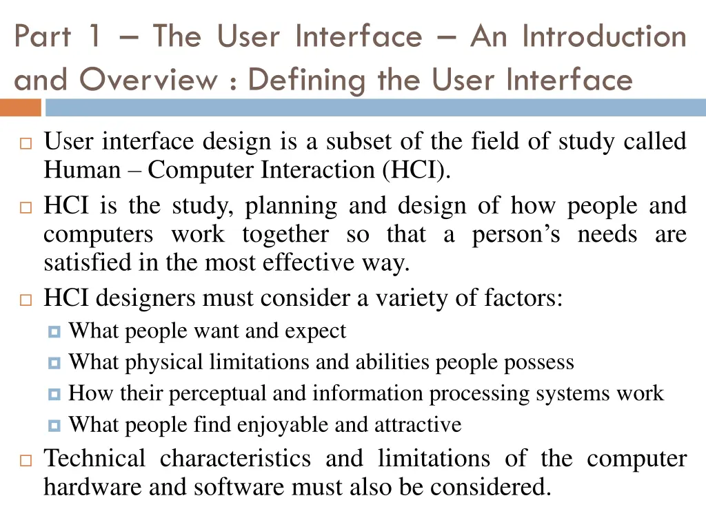 part 1 the user interface an introduction