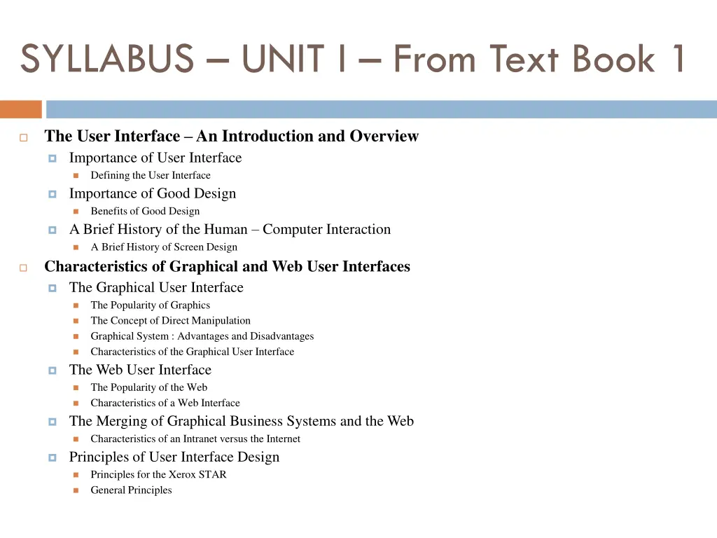 syllabus unit i from text book 1