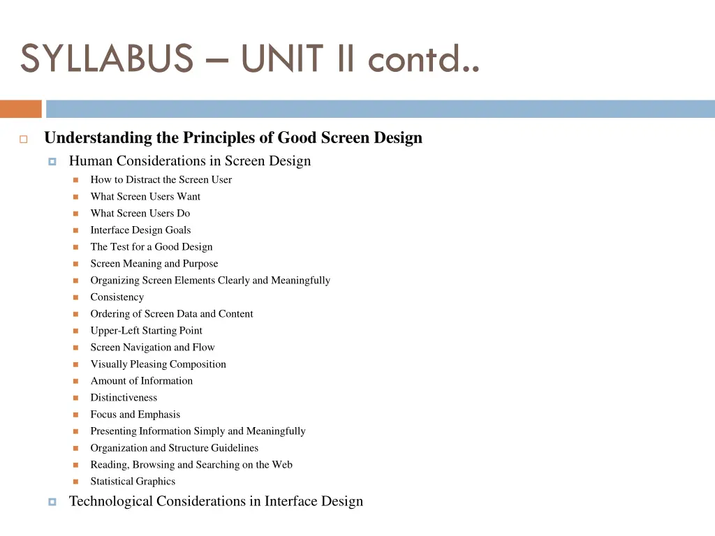 syllabus unit ii contd