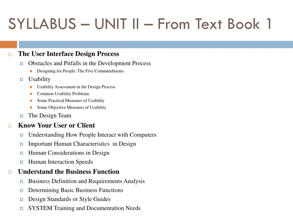 syllabus unit ii from text book 1