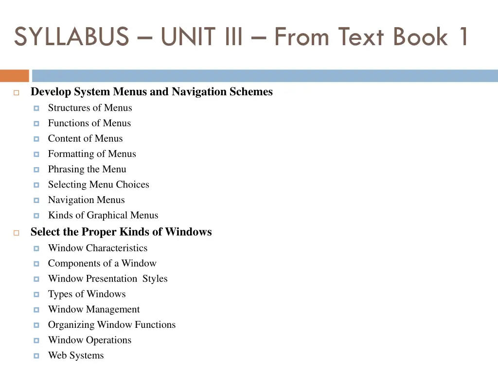 syllabus unit iii from text book 1