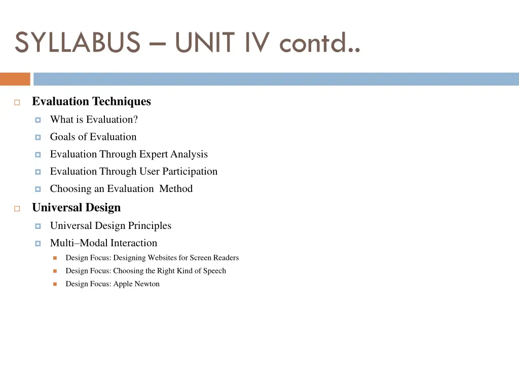 syllabus unit iv contd