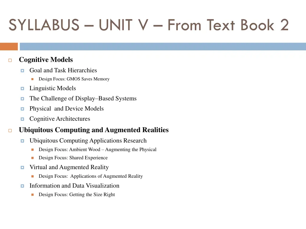 syllabus unit v from text book 2