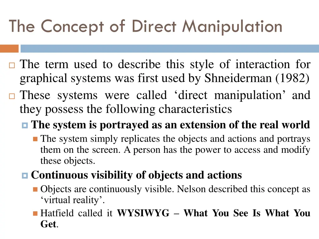 the concept of direct manipulation