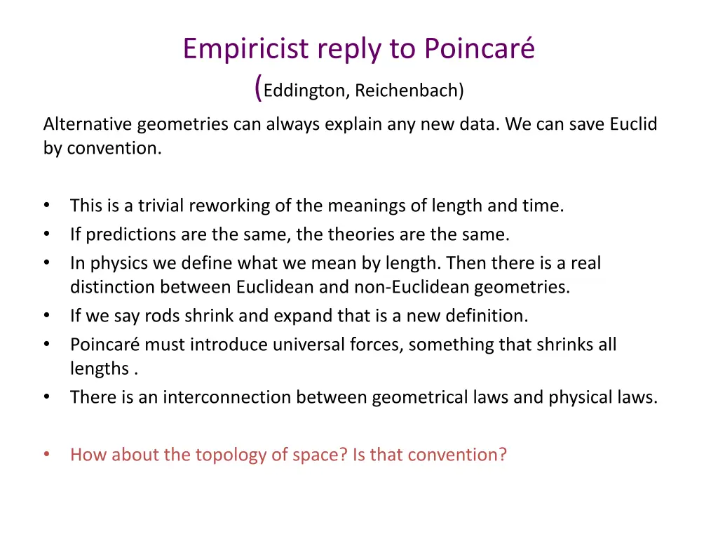 empiricist reply to poincar eddington reichenbach