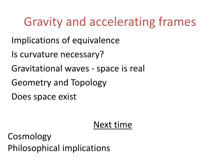 gravity and accelerating frames