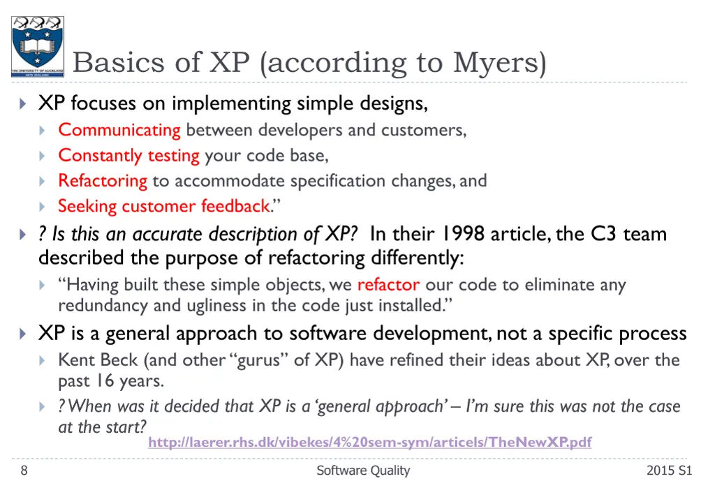 basics of xp according to myers