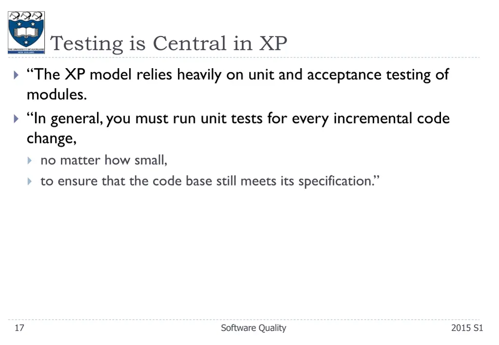 testing is central in xp 1