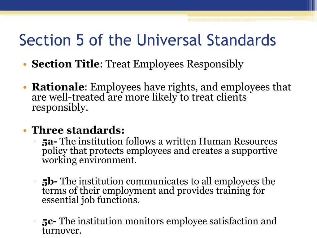 section 5 of the universal standards