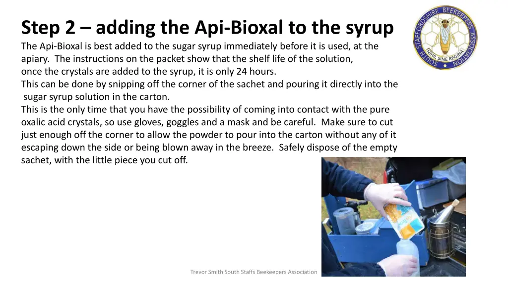 step 2 adding the api bioxal to the syrup