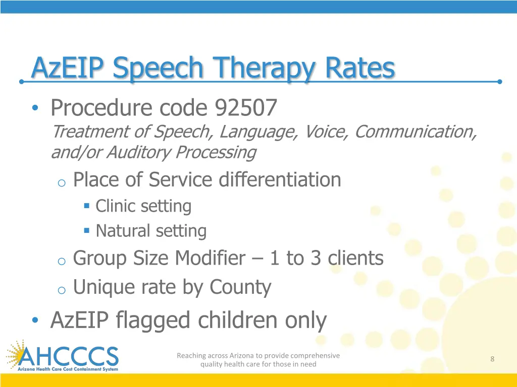 azeip speech therapy rates procedure code 92507