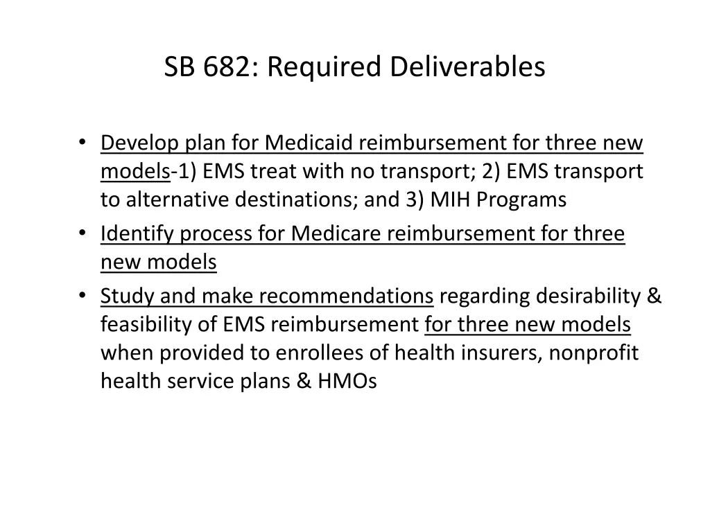 sb 682 required deliverables