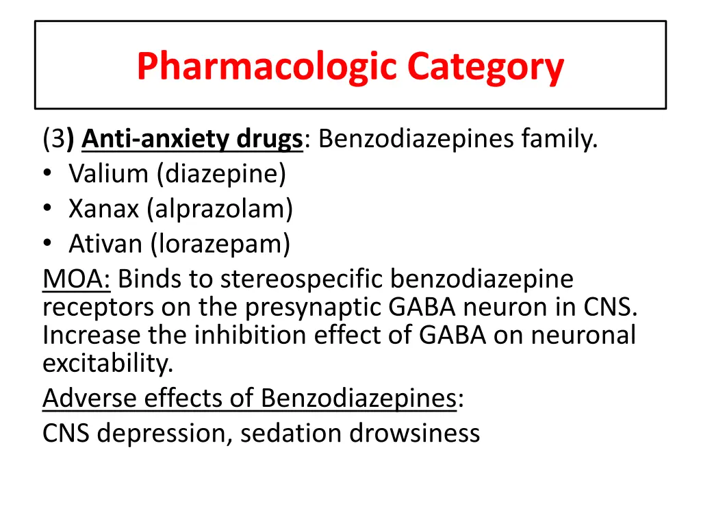 pharmacologic category 2