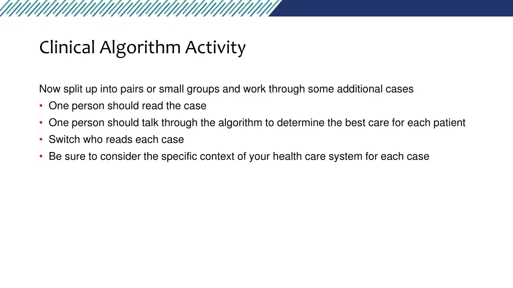 clinical algorithm activity