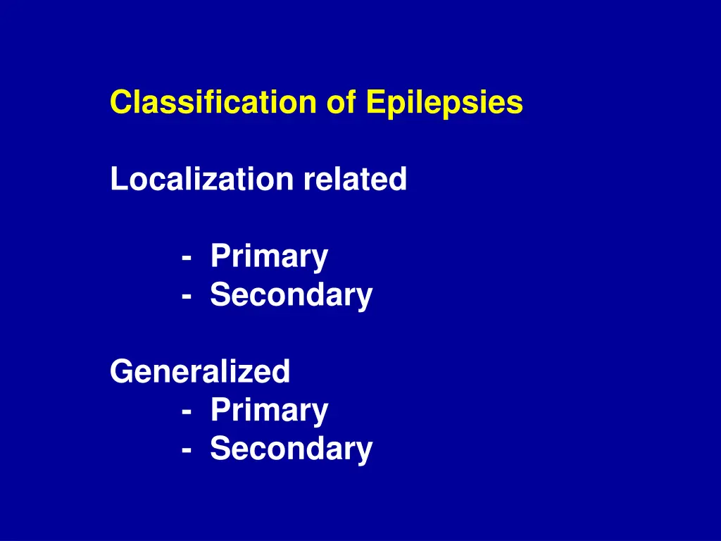 classification of epilepsies