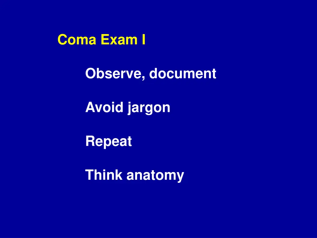 coma exam i