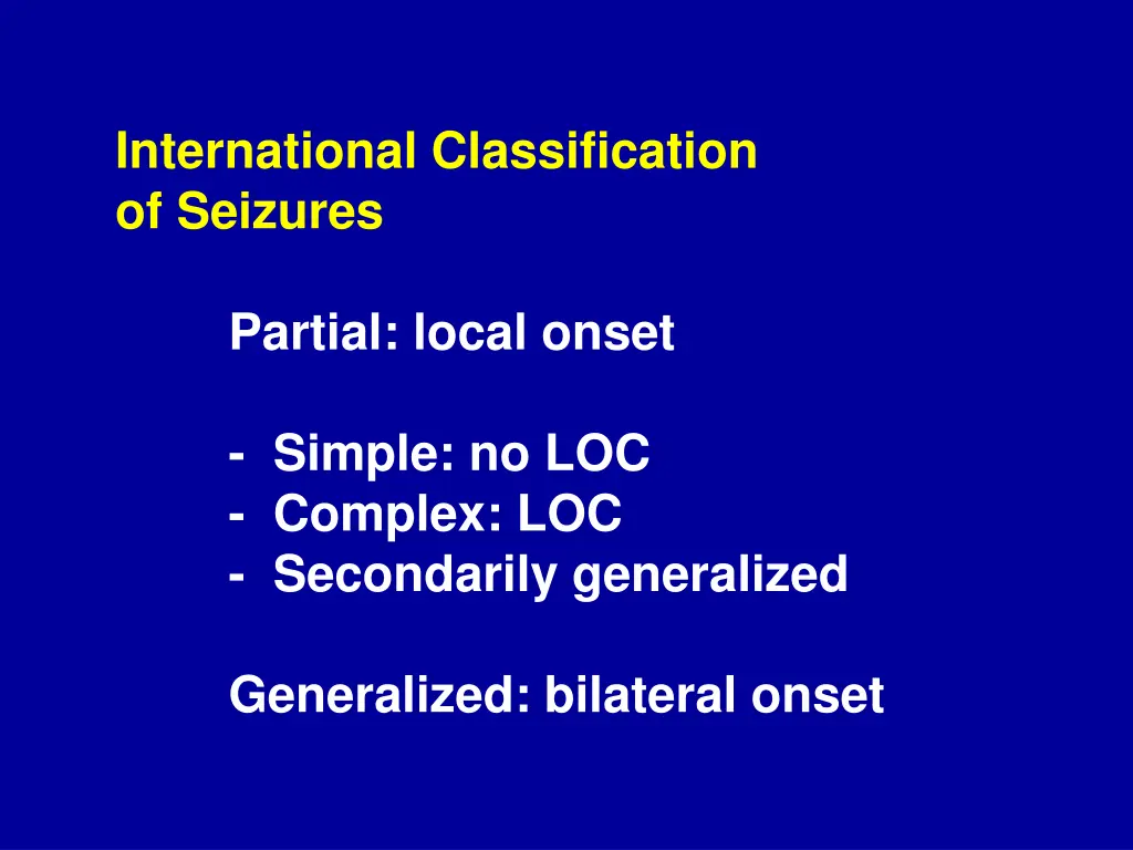 international classification of seizures partial