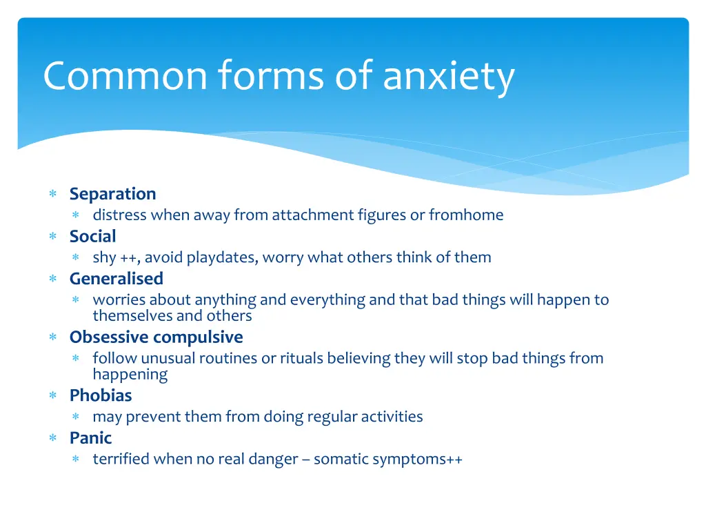 common forms of anxiety