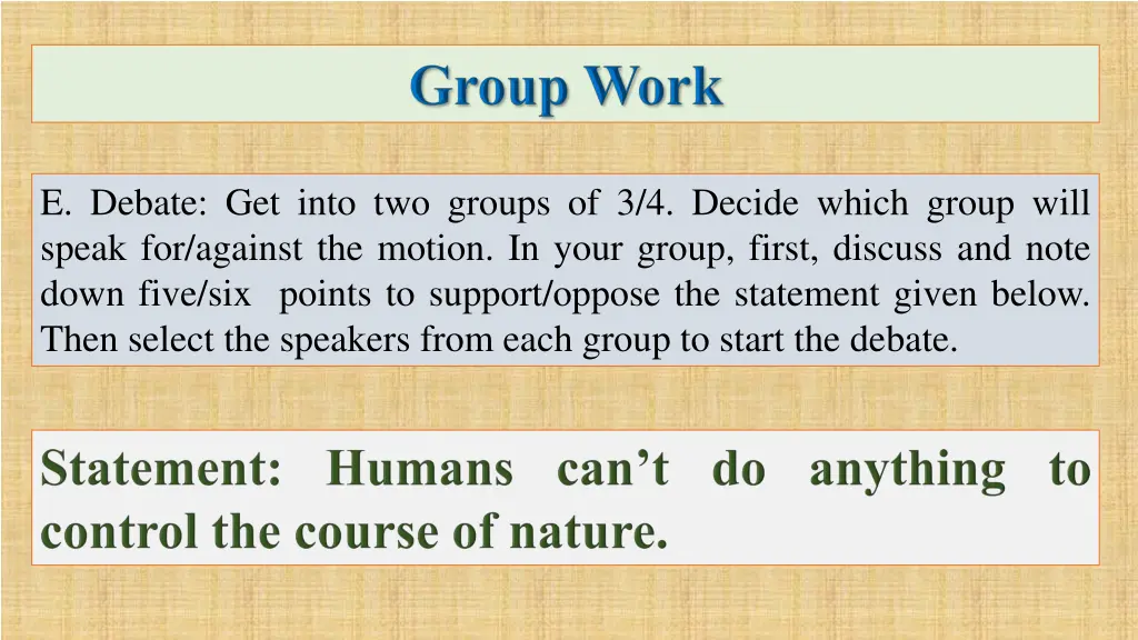 e debate get into two groups of 3 4 decide which