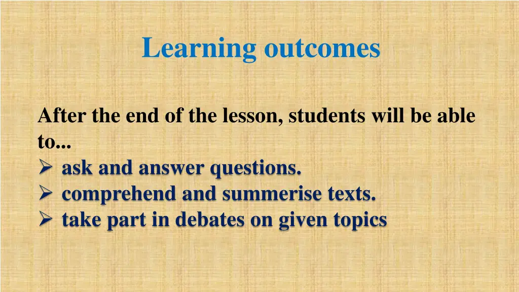 learning outcomes