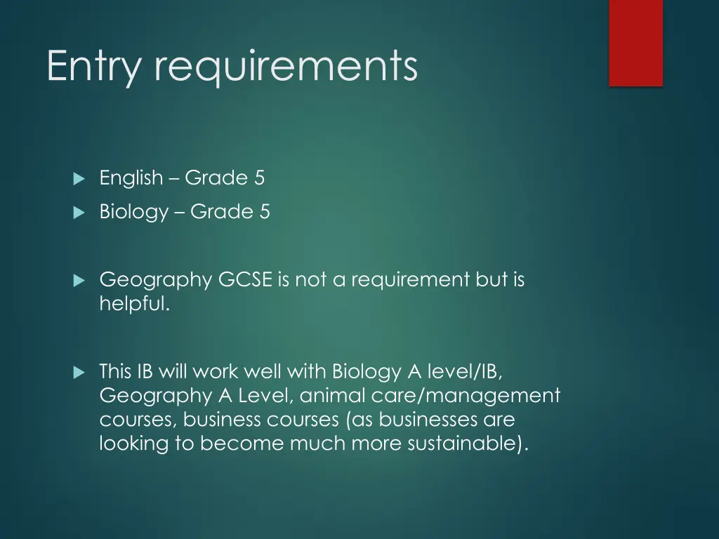 entry requirements