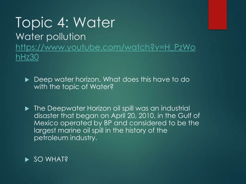 topic 4 water water pollution https www youtube